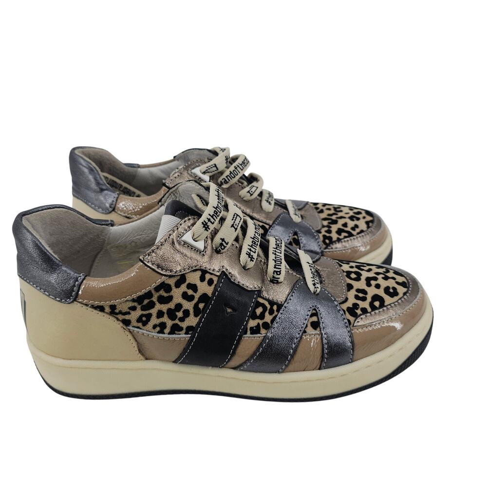 Vaddia Bookie Animal Print Fashion Sneaker Shoes Cream Silver Women EU 36 US 5.5